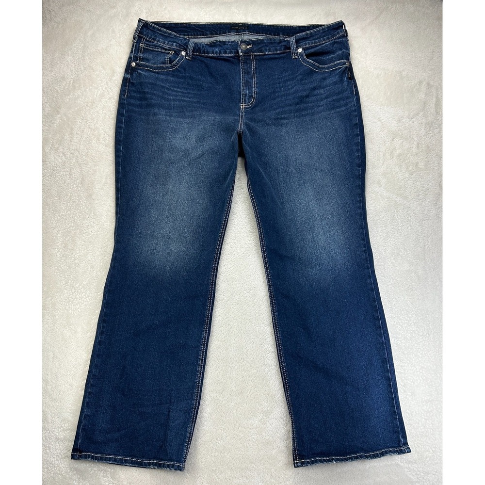 Silver Jeans Co. Jeans Womens 24x33 Blue Stretch Straight Leg Contrast Stitch